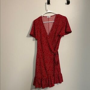 Red Polka Dot Wrap Dress